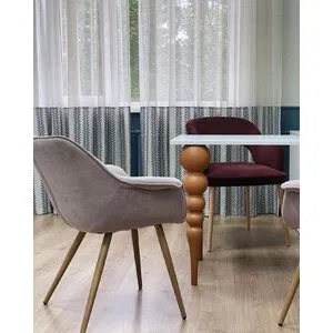 Tapered unique table legs with round elements stacked spheres from oak